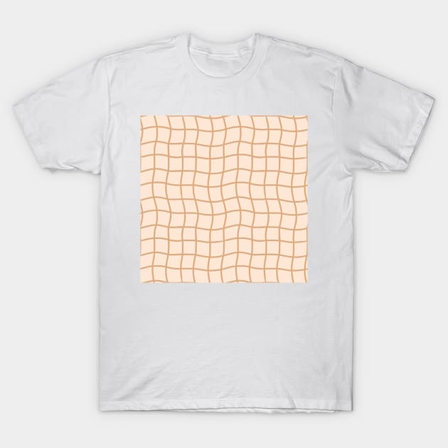 Minimal Abstract Squiggle Grid - Warm Neutrals T-Shirt by JuneNostalgia